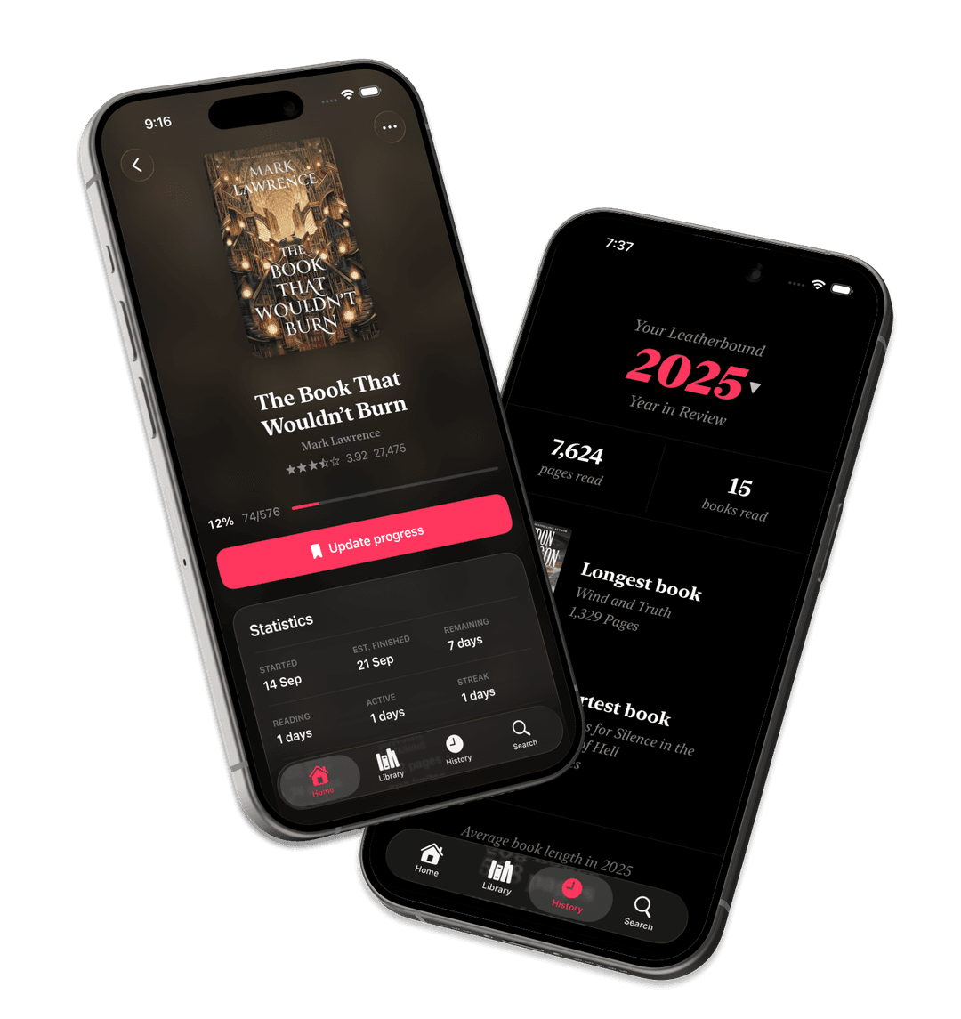 2 iPhones showing the Leatherbound app